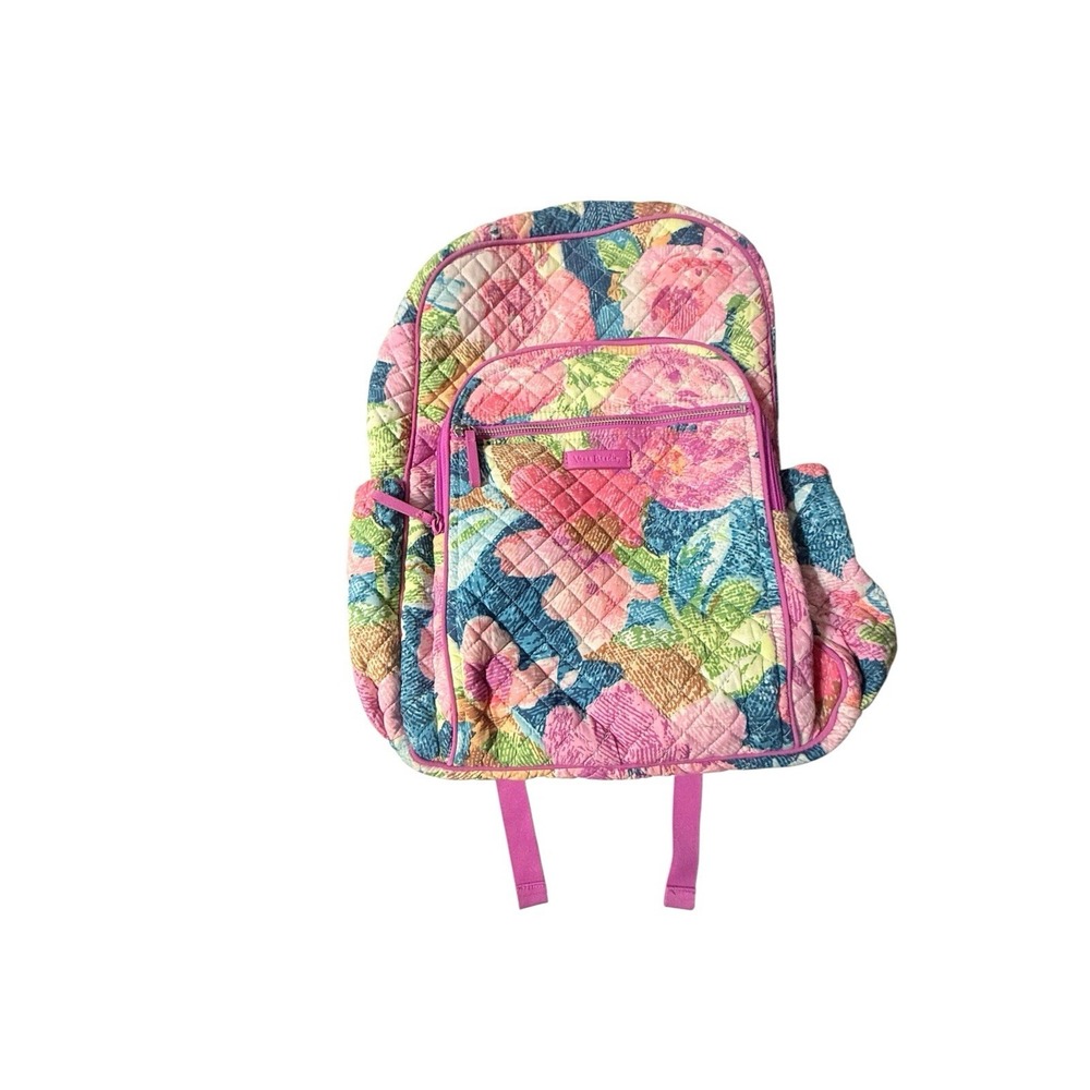 Large Vera Bradley Iconic Campus Backpack Superbloom Pink Multicolor Floral